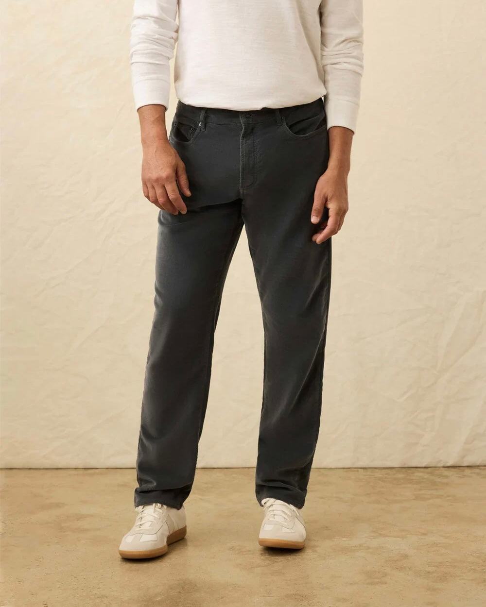 Faherty Stretch Terry Corduroy 5 Pocket Steel River Blue Pants 35x30 NEW Chino
